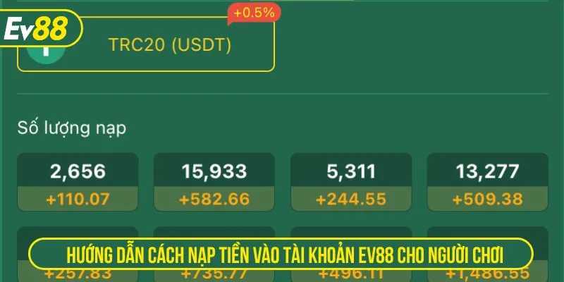 Hướng dẫn cách nạp tiền vào tài khoản EV88 cho người chơi